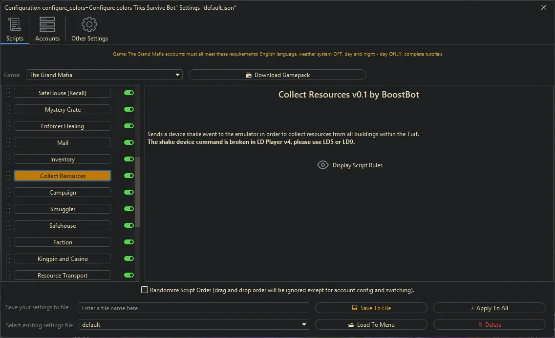 Grand Mafia Bot - Collect Resources