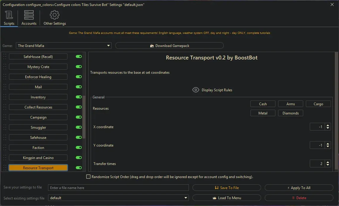 Grand Mafia Bot - Resource Transport