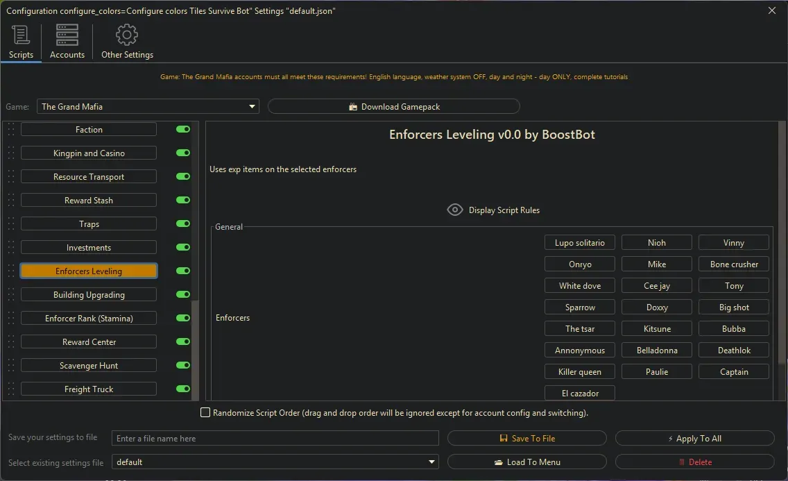 Grand Mafia Bot - Enforcers Leveling